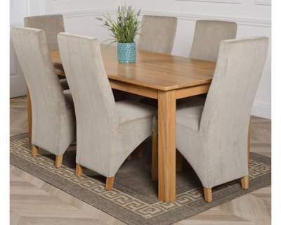 That's Furniture Oslo 180 X 90 Cm Large Oak Dining Table And 6 Chairs Dining Set With Lola Grey Fabric Chairs - image 1