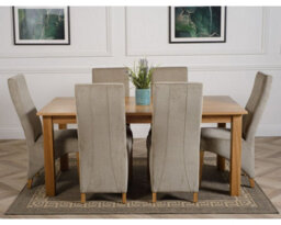 That's Furniture Oslo 180 X 90 Cm Large Oak Dining Table And 6 Chairs Dining Set With Lola Grey Fabric Chairs - thumbnail 2
