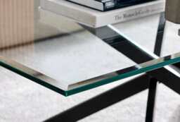 Furniturebox Leonardo Rectangular Glass Coffee Table With Black Metal Angled Starburst Legs For Modern Industrial Living Room - thumbnail 4