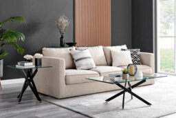 Furniturebox Leonardo Rectangular Glass Coffee Table With Black Metal Angled Starburst Legs For Modern Industrial Living Room - thumbnail 3