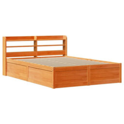 Berkfield Bed Frame With Headboard Wax Brown 160X200 Cm Solid Wood Pine - thumbnail 2