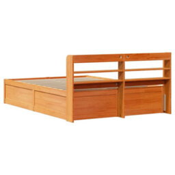 Berkfield Bed Frame With Headboard Wax Brown 160X200 Cm Solid Wood Pine - thumbnail 8