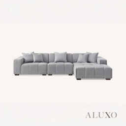 Aluxo Leonard Boucle Right Hand Facing Corner Sofa Rhf Cloudy Grey Medium Block - thumbnail 7