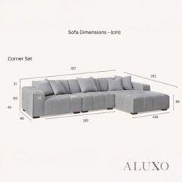 Aluxo Leonard Boucle Right Hand Facing Corner Sofa Rhf Cloudy Grey Medium Block - thumbnail 6