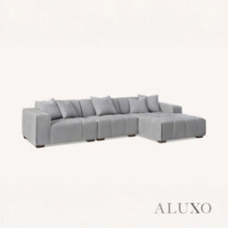 Aluxo Leonard Boucle Right Hand Facing Corner Sofa Rhf Cloudy Grey Medium Block - thumbnail 8
