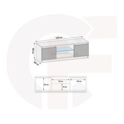 Tv Unit Aura 120Cm - White With Gloss Doors And Led Lights - thumbnail 4