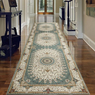 Ameha Willow Teal Cashmere Rug -80 X300-Cm Extra Large Area Runner Elegant Teal Hallway Carpet Indoor/outdoor Rug - image 1