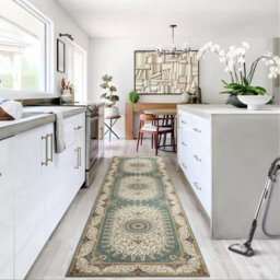 Ameha Willow Teal Cashmere Rug -80 X300-Cm Extra Large Area Runner Elegant Teal Hallway Carpet Indoor/outdoor Rug - thumbnail 2