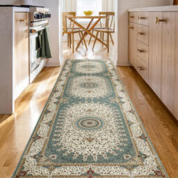 Ameha Willow Teal Cashmere Rug -80 X300-Cm Extra Large Area Runner Elegant Teal Hallway Carpet Indoor/outdoor Rug - thumbnail 3