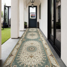 Ameha Willow Teal Cashmere Rug -80 X300-Cm Extra Large Area Runner Elegant Teal Hallway Carpet Indoor/outdoor Rug - thumbnail 4
