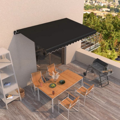 Berkfield Manual Retractable Awning 450X350 Cm Anthracite - image 1