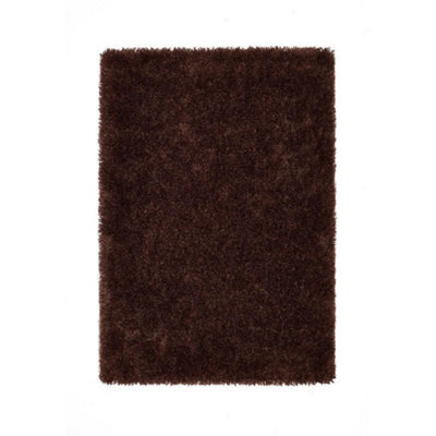 Chocolate Handmade Rug, 50mm Thickness Plain Shaggy Rug, Modern Luxurious Rug For Bedroom, & Dining Room-133Cm (Circle) - image 1