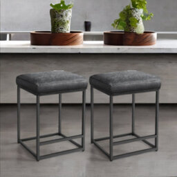 Rafaelo Mobilia Set Of 2 Faux Leather Low Bar Stools With Footrest - thumbnail 2