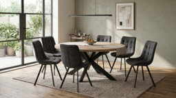 Merlin Mango Wooden 6-8 Seater Oval Dining Table Set With 6 Chairs - thumbnail 7