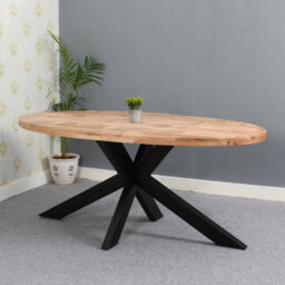 Merlin Mango Wooden 6-8 Seater Oval Dining Table Set With 6 Chairs - thumbnail 2