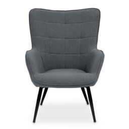 Orsina Durable Grey Fabric Armchair With Black Legs, High Back Patterned Armchair, Easy To Maintain Bucket Chair