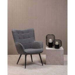 Orsina Durable Grey Fabric Armchair With Black Legs, High Back Patterned Armchair, Easy To Maintain Bucket Chair - thumbnail 5