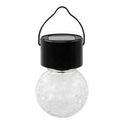 Black & Clear Crackle Glass Solar-Powered Integrated Led Outdoor Hanging Light - thumbnail 4