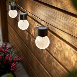 Black & Clear Crackle Glass Solar-Powered Integrated Led Outdoor Hanging Light - thumbnail 7