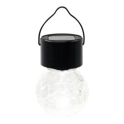 Black & Clear Crackle Glass Solar-Powered Integrated Led Outdoor Hanging Light - thumbnail 3