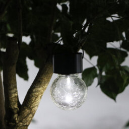 Black & Clear Crackle Glass Solar-Powered Integrated Led Outdoor Hanging Light - thumbnail 1
