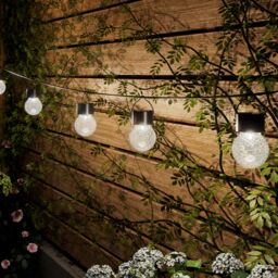 Black & Clear Crackle Glass Solar-Powered Integrated Led Outdoor Hanging Light - thumbnail 8