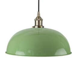 Mint Green Worcester Painted Dome Pendant Light With Brushed Chrome Lamp Holder And Black Round Cable - Se Home