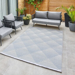 Blue Outdoor Rug, Geometric Striped Stain-Resistant Rug For Patio Decks, 3mm Modern Outdoor Area Rug-160Cm X 220Cm - thumbnail 3