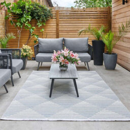 Blue Outdoor Rug, Geometric Striped Stain-Resistant Rug For Patio Decks, 3mm Modern Outdoor Area Rug-160Cm X 220Cm - thumbnail 1
