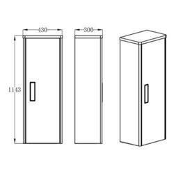 Plum&clay Canaria Blue Wall Hung Bathroom Tall Storage Cabinet (H)1500mm (W)430mm - thumbnail 3
