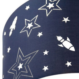Happy Homewares Fun Rockets And Stars Childrens/kids Blue Cotton Bedroom Pendant Or Lamp Shade - thumbnail 2