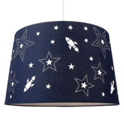 Happy Homewares Fun Rockets And Stars Childrens/kids Blue Cotton Bedroom Pendant Or Lamp Shade - thumbnail 5