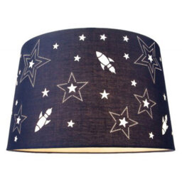 Happy Homewares Fun Rockets And Stars Childrens/kids Blue Cotton Bedroom Pendant Or Lamp Shade - thumbnail 4