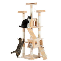 Pawhut 173Cm Cat Tower Scratching Post Activity Centre For Indoor Cream - thumbnail 2