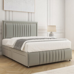 Bsspoke Lily Divan Bed Set Silver Plush Velvet 24Inch Headboard & Footboard & Mattress No Drawers In Single 4Ft 4Ft6 5Ft 6Ft - thumbnail 2