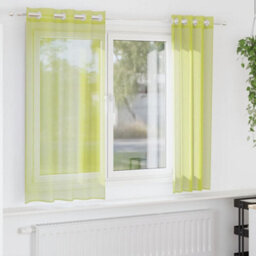 Berkfield Voile Curtains With Grommets 2 Pcs Apple Green 140X175 Cm - thumbnail 1