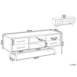 Beliani Home Tv Stand For Up To 57-Inch Tv Light Brown 2 Shelves 4 Drawers - thumbnail 4