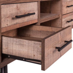 Beliani Home Tv Stand For Up To 57-Inch Tv Light Brown 2 Shelves 4 Drawers - thumbnail 7