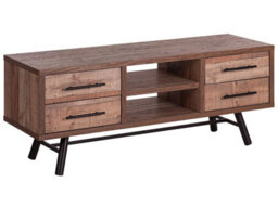 Beliani Home Tv Stand For Up To 57-Inch Tv Light Brown 2 Shelves 4 Drawers - thumbnail 3