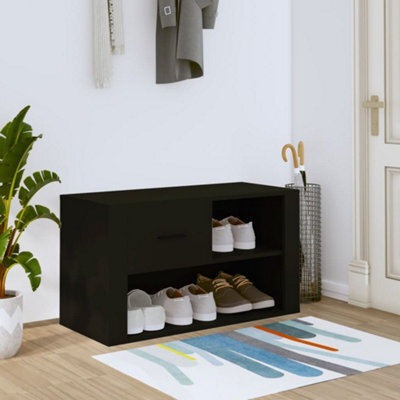 Berkfield Shoe Cabinet Black 80X35X45 Cm Engineered Wood - image 1