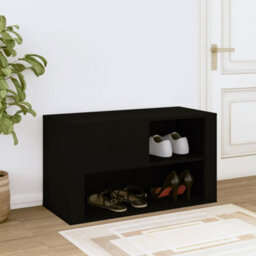 Berkfield Shoe Cabinet Black 80X35X45 Cm Engineered Wood - thumbnail 3