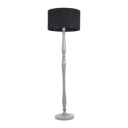 Valuelights Victoria Traditional Grey Wood Candlestick Floor Lamp With Black Drum Shade - thumbnail 2