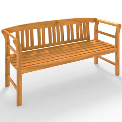 Casaria Rose 3 Seater Wooden Garden Bench, Fsc-Certified Eucalyptus Wood, 158X43X82Cm, Outdoor Furniture, Armrests & Backrest - image 1
