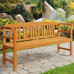 Casaria Rose 3 Seater Wooden Garden Bench, Fsc-Certified Eucalyptus Wood, 158X43X82Cm, Outdoor Furniture, Armrests & Backrest - thumbnail 5