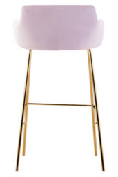Orsina Pink Velvet Low Back Bar Chair, Contemporary Gold Finish Metal Frame Barstool, Modern Home Bar Seating - thumbnail 2