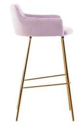 Orsina Pink Velvet Low Back Bar Chair, Contemporary Gold Finish Metal Frame Barstool, Modern Home Bar Seating - thumbnail 3