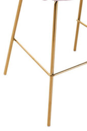 Orsina Pink Velvet Low Back Bar Chair, Contemporary Gold Finish Metal Frame Barstool, Modern Home Bar Seating - thumbnail 4