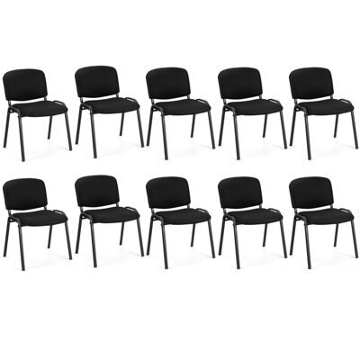 Gainoom Set Of 10 Black Waiting Room Chairs Stackable Reception Guest Chairs W/ Waterfall Seat & Metal Frame - image 1