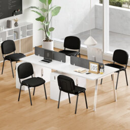 Gainoom Set Of 10 Black Waiting Room Chairs Stackable Reception Guest Chairs W/ Waterfall Seat & Metal Frame - thumbnail 4