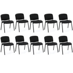 Gainoom Set Of 10 Black Waiting Room Chairs Stackable Reception Guest Chairs W/ Waterfall Seat & Metal Frame